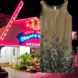 plus size vintage dress gold flapper 0x large
